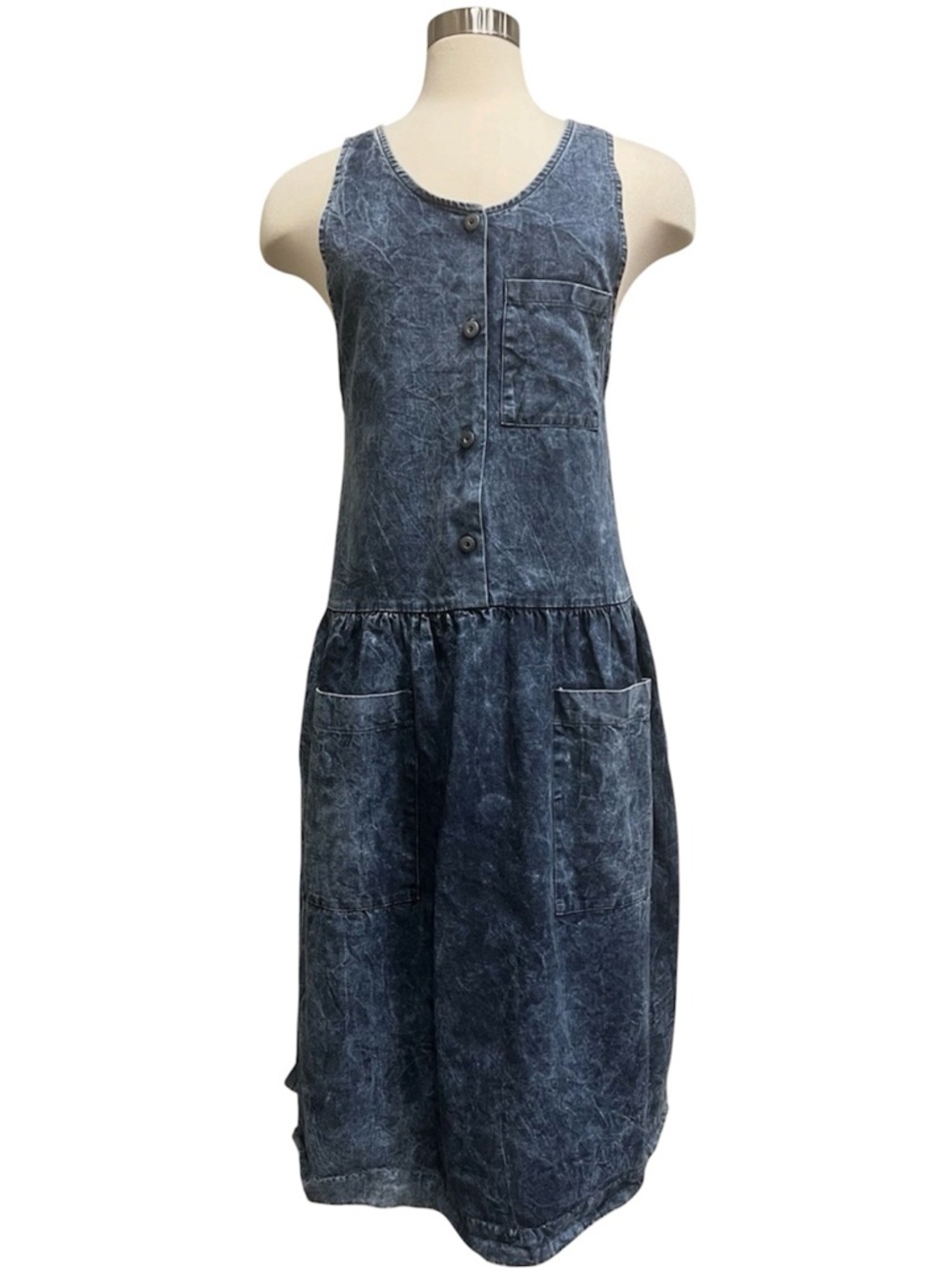 Carmel Denim Acid Wash Dress Small 90’s Y2K Grunge Hippie Gypsy